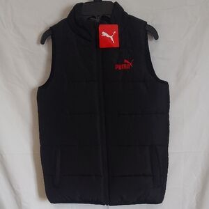Puma Black Quilted Vest with Red Logo
